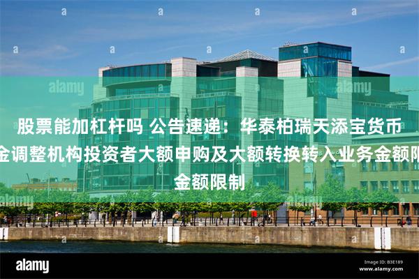 股票能加杠杆吗 公告速递：华泰柏瑞天添宝货币基金调整机构投资者大额申购及大额转换转入业务金额限制